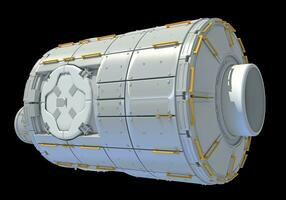 Service Module of ISS International Space Station 3D rendering on black background photo