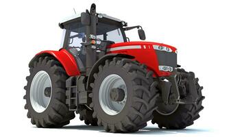 3D rendering of Farm Tractor model on white background photo