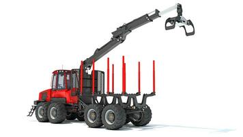 Forestry Forwarder 3D rendering on white background photo