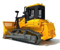 Tracked Dozer heavy construction machinery 3D rendering on white background photo