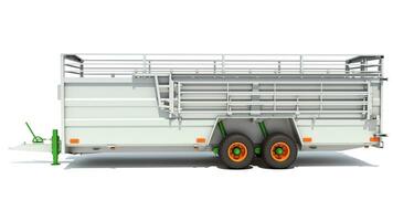 Cattle Animal Transporter Trailer 3D rendering on white background photo