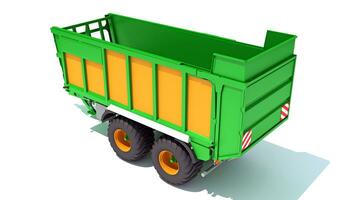 Farm Tractor Trailer 3D rendering on white background photo