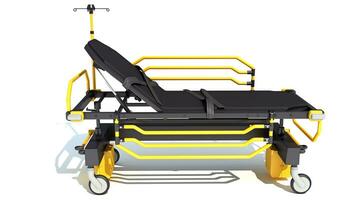 Stretcher Trolley medical equipment 3D rendering on white background photo