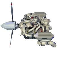 Aircraft turboprop Engine 3D rendering on white background photo