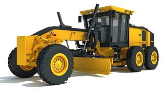 Motor Grader heavy construction machinery 3D rendering on white background photo
