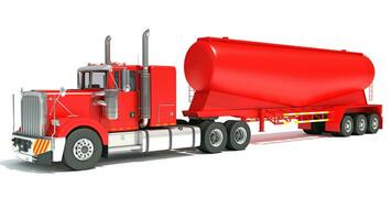 Truck with Tank Trailer 3D rendering on white background photo