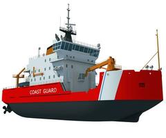 Coast Guard Icebreaker ship 3D rendering Concept of industrial ice breaking watercraft on white background photo