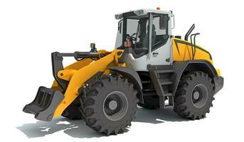 Wheel Loader heavy construction machinery 3D rendering on white background photo