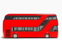 Double Decker City Bus 3D rendering on white background photo