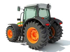 Farm Tractor 3D rendering on white background photo