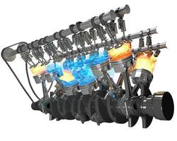 V12 Engine pistons Ignition on white background 3D rendering photo