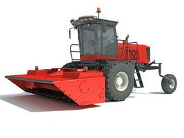 Farm Swather Windrower Harvester 3D rendering on white background photo