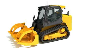 Manure Fork Skid Steer Loader 3D rendering on white background photo