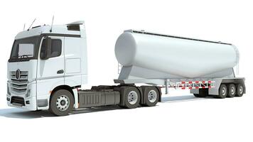 Truck with Tank Trailer 3D rendering on white background photo