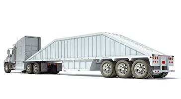 Truck with Bottom Dump Trailer 3D rendering on white background photo