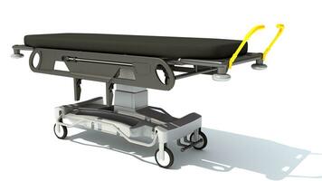 Stretcher Trolley medical equipment 3D rendering on white background photo