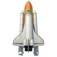 Space Shuttle on white background, Rocket spaceship 3D rendering photo