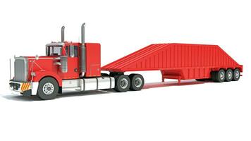 Truck with Bottom Dump Trailer 3D rendering photo