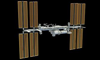 International Space Station ISS 3D rendering on black background photo