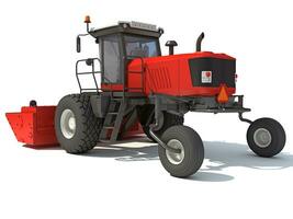 Farm Swather Windrower Harvester 3D rendering on white background photo