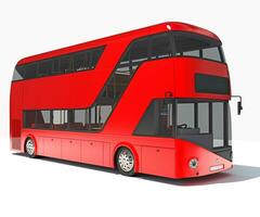 doble decker ciudad autobús 3d representación en blanco antecedentes foto
