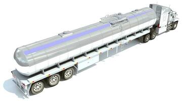 Truck with Tank Trailer 3D rendering on white background photo