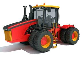 Farm Tractor 3D rendering on white background photo