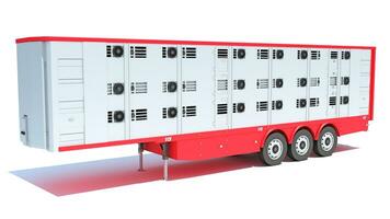 Cattle Animal Transporter semi trailer 3D rendering on white background photo