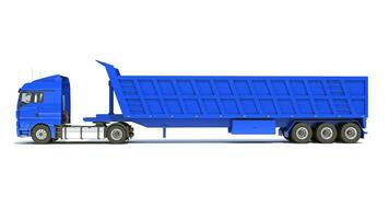 Semi Truck with Tipper Trailer 3D rendering on white background photo