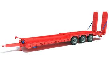 Low Loader Platform Trailer 3D rendering on white background photo