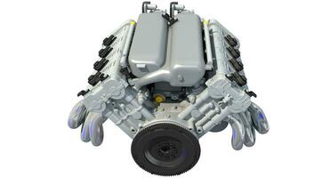 V8 Car Engine 3D rendering on white background photo