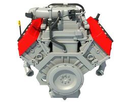 V8 Car Engine 3D rendering on white background photo