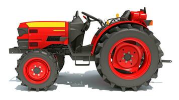 Farm Tractor 3D rendering on white background photo