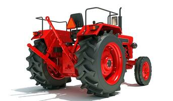 Farm Tractor 3D rendering on white background photo