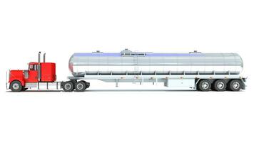 Truck with Tank Trailer 3D rendering on white background photo