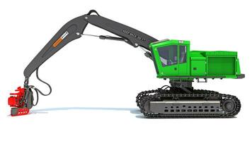 Forest Machine Loader heavy construction machinery 3D rendering on white background photo