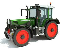 Farm Tractor 3D rendering on white background photo