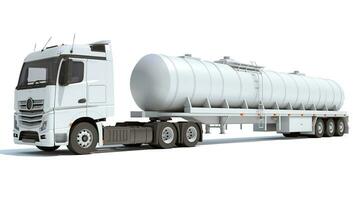 Truck with Tank Trailer 3D rendering on white background photo