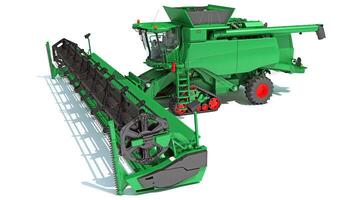 Combine Harvester 3D rendering on white background photo