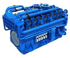 V16 Engine 3D rendering on white background photo