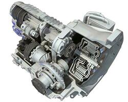 Car Transmission Cutaway 3D rendering on white background photo