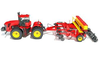 Farm Tractor with Compact Disc Harrow 3D rendering on white background photo