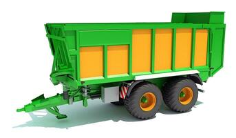 Farm Tractor Trailer 3D rendering on white background photo