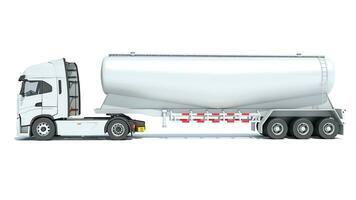 Semi Truck with Tank Trailer 3D rendering on white background photo