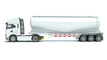 Semi Truck with Tank Trailer 3D rendering on white background photo