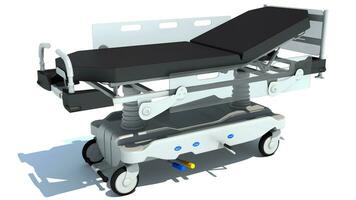 Medical Stretcher Trolley 3D rendering on white background photo