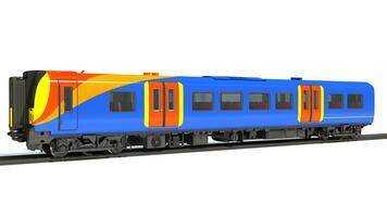 Passenger Train 3D rendering on white background photo