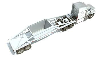 Truck with Bottom Dump Trailer 3D rendering on white background photo