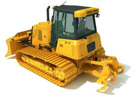 Tracked Dozer heavy construction machinery 3D rendering on white background photo