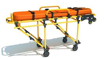 Medical Stretcher Trolley 3D rendering on white background photo